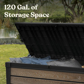 Extra seating from the deck box supports casual outdoor gatherings.