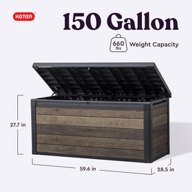 Keter Signature Decocoat deck box lid with hydraulic pistons for easy access