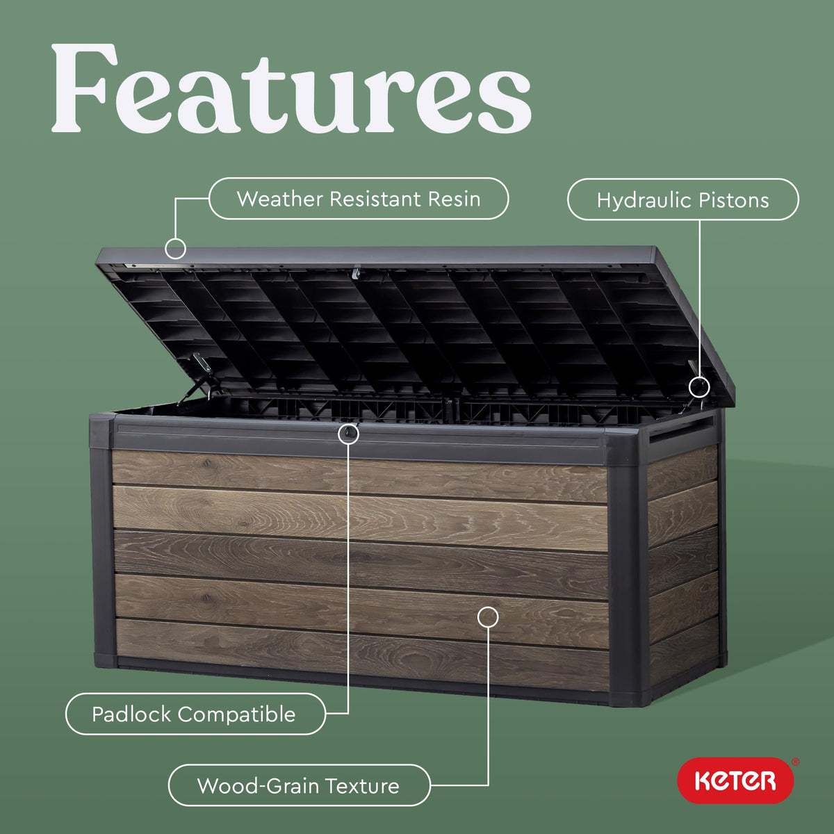 Keter Signature Decocoat wood-look texture close-up for natural wood feel
