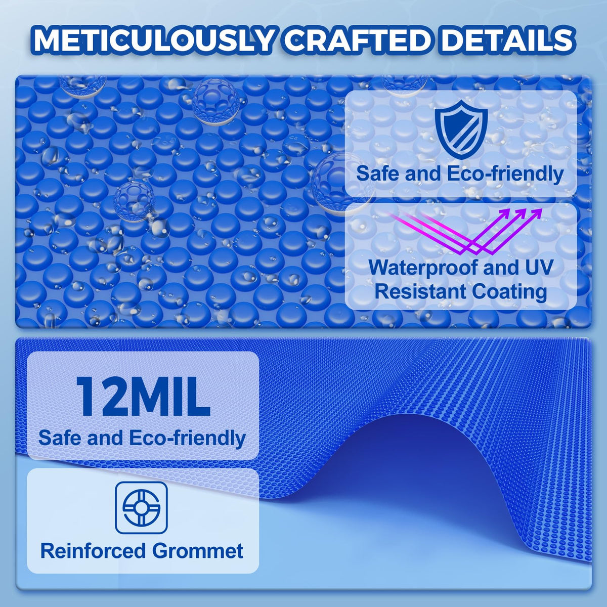 KETNET sun-resilient pool cover shown under bright sunlight for lasting use.