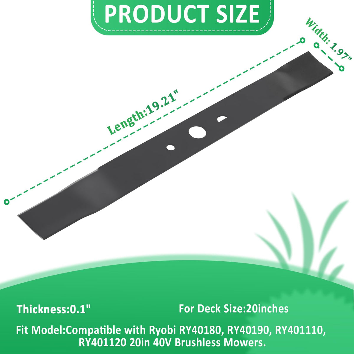 Ketofa blade showing tungsten carbide edge for lasting sharpness on Ryobi mowers