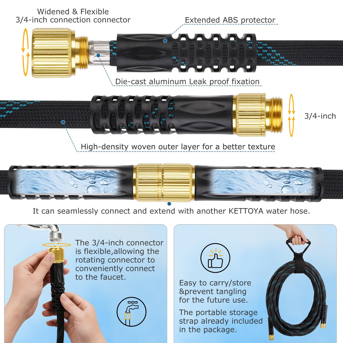 KETTOYA ultra-lightweight hose enhances portability and handling.