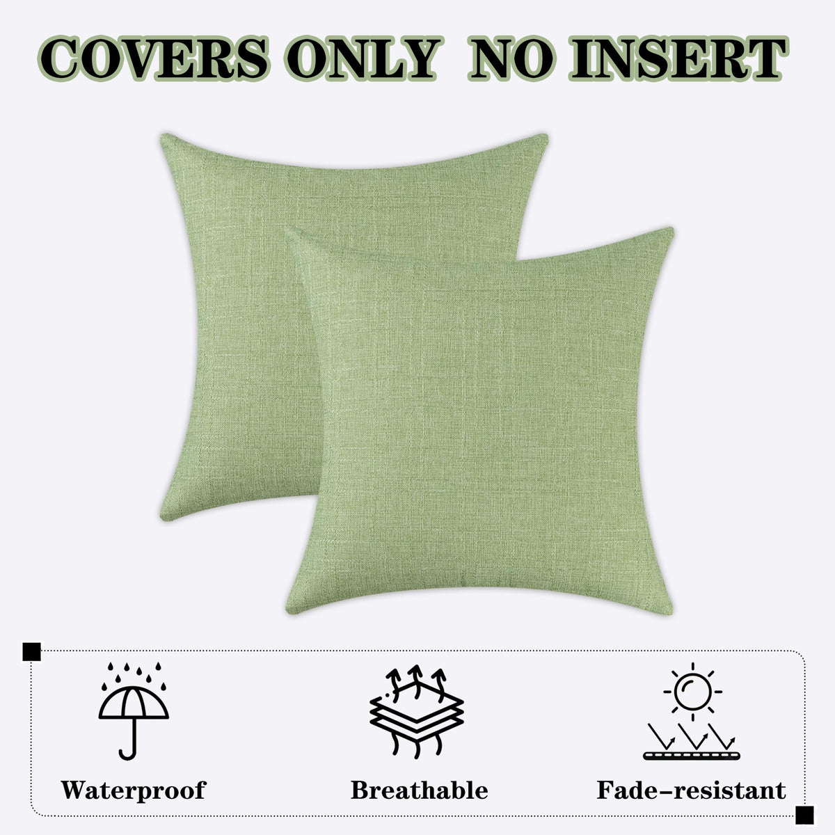Kevin Textile easy-care outdoor pillow cover 18x18 sage green