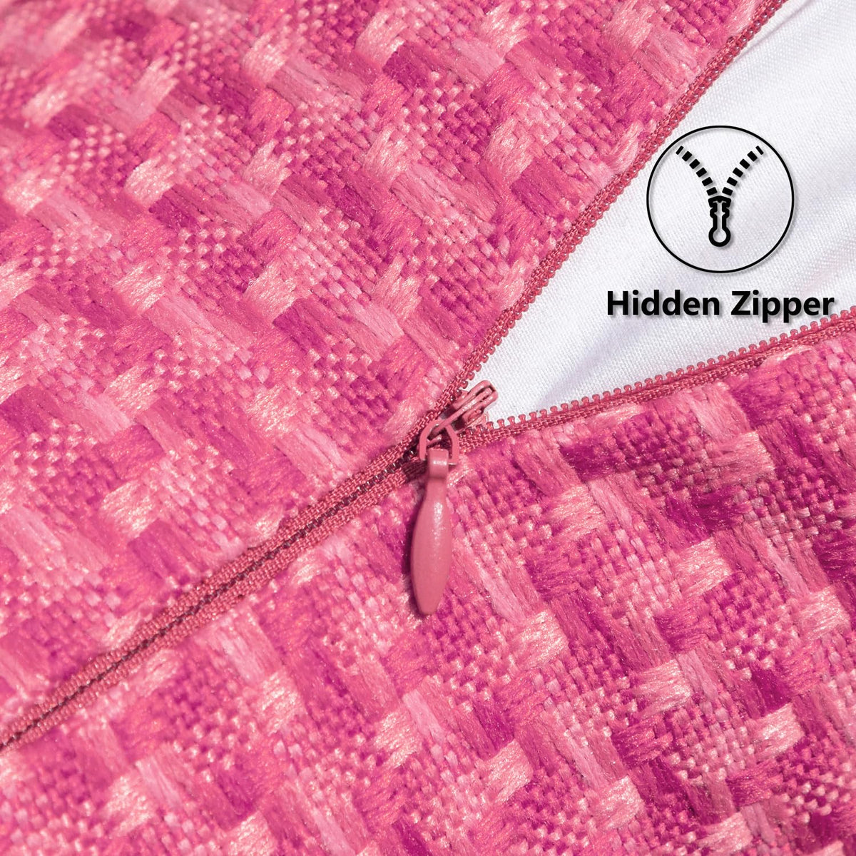 Kevin Textile invisible zipper cover for easy insert and clean look.