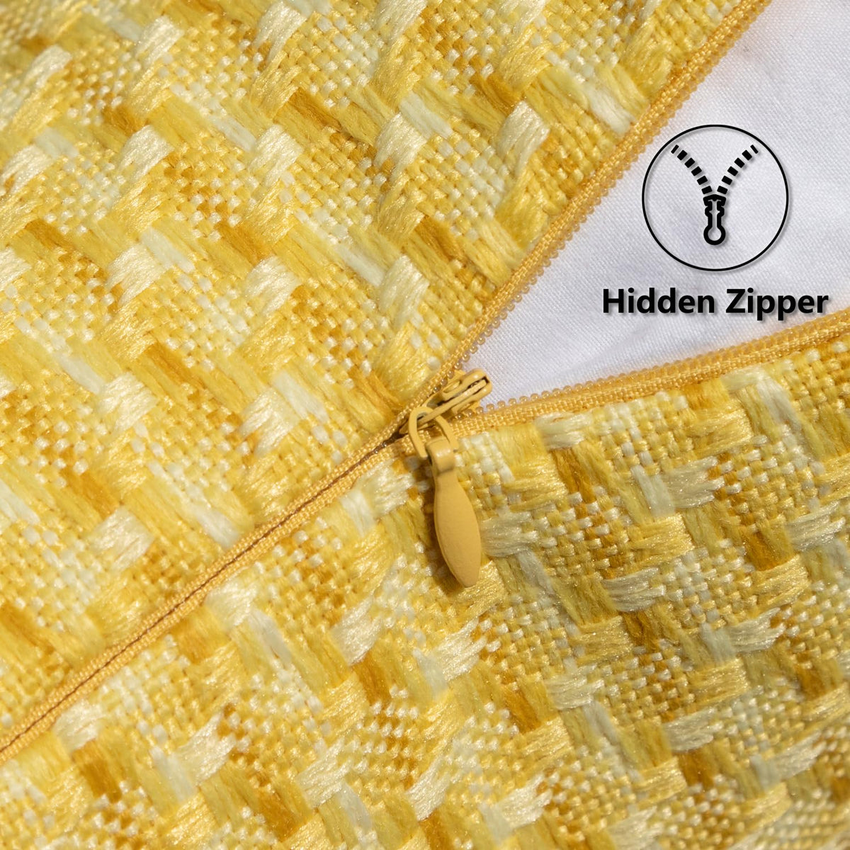 Kevin Textile invisible zipper cover yellow for easy cushion replacement