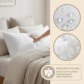 Kevin Textile microfiber filling provides plush neck and back support.