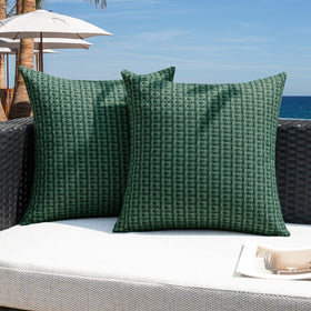 Kevin Textile outdoor pillow cover in dark green, weatherproof for garden use.
