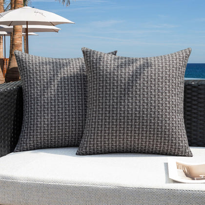 Kevin Textile outdoor pillow cover in dark grey; 18x18 for patio use