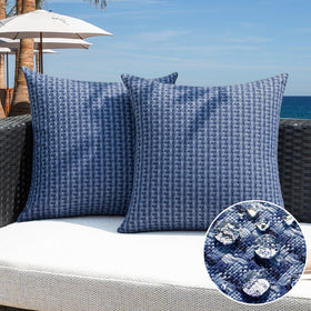 Kevin Textile outdoor pillow cover navy blue front view for patio decor