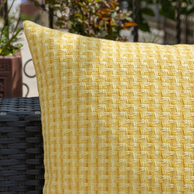 Kevin Textile patio-use pillow cover yellow on outdoor seating