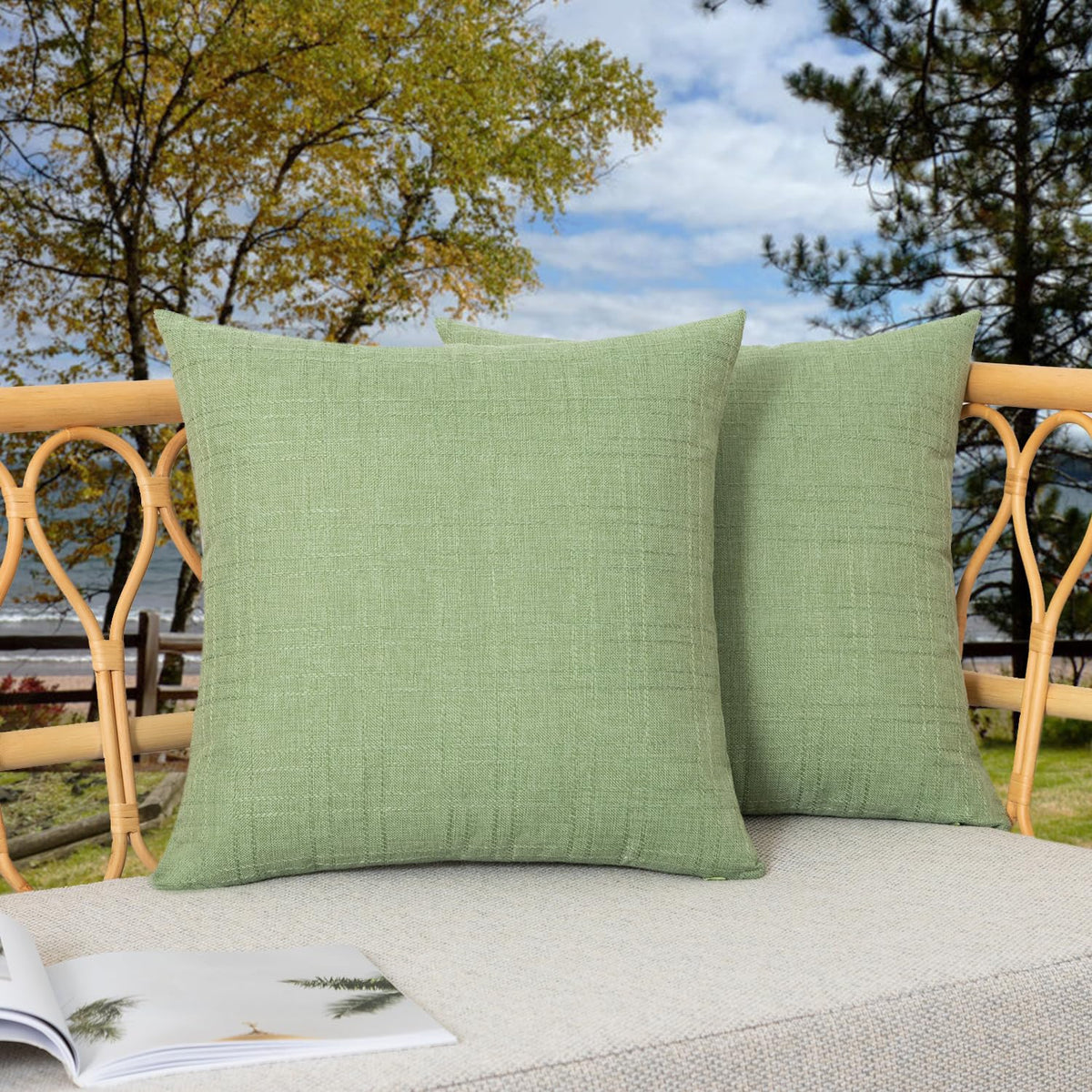 Kevin Textile sage green patio pillow cover 18x18 for outdoor decor and protection