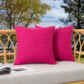 Kevin Textile Valentines Pack outdoor pillow cover in hot pink, front view, perfect for patios.