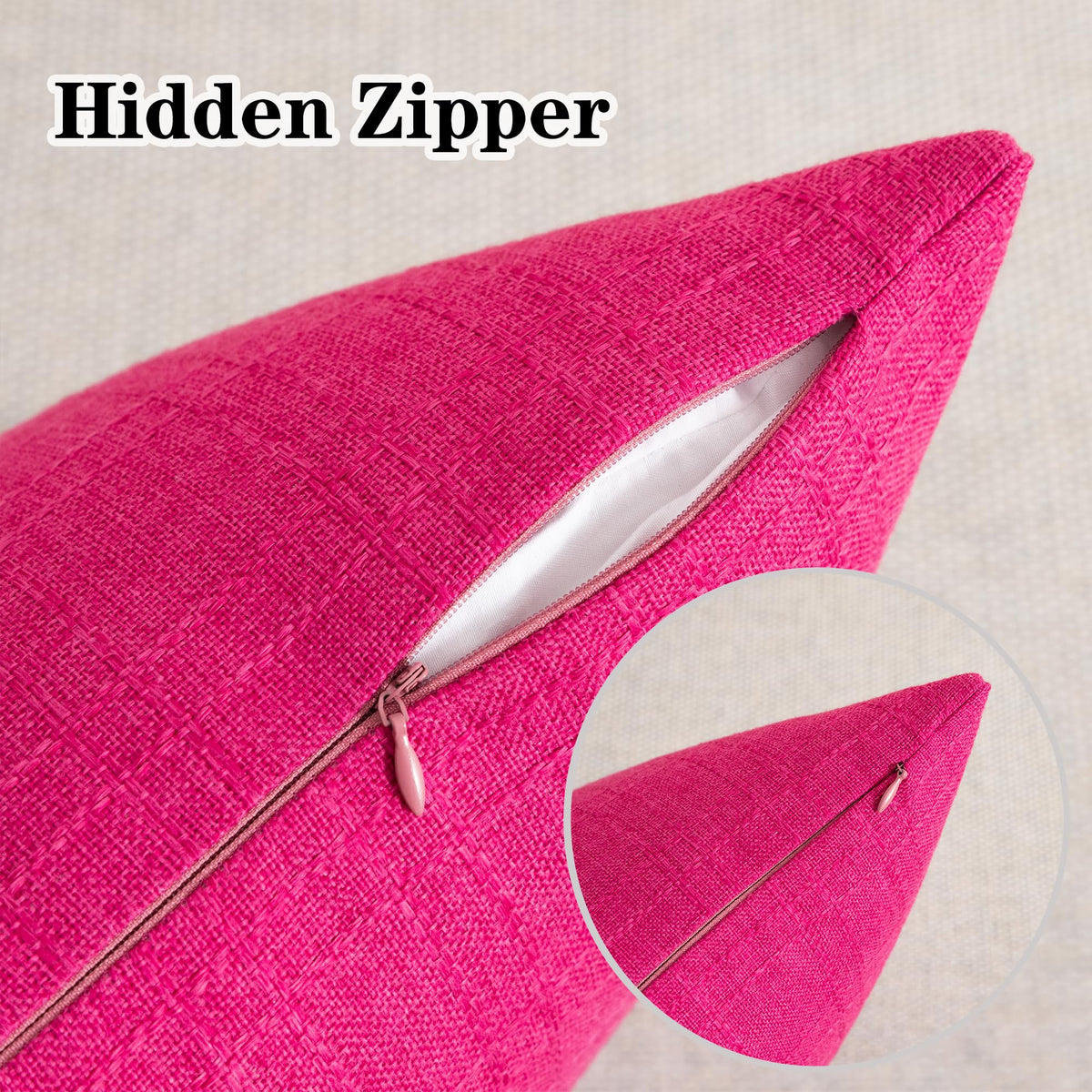 Close-up of waterproof coating on Kevin Textile Valentines Pack pillow cover.