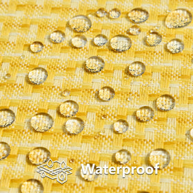 Kevin Textile waterproof texture pillow cover yellow close-up, outdoor durability