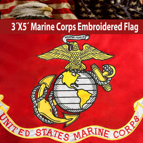 KEYCA USMC flag 3x5 double-sided nylon for outdoor display.