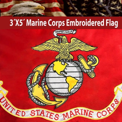 KEYCA USMC flag 3x5 double-sided nylon for outdoor display.