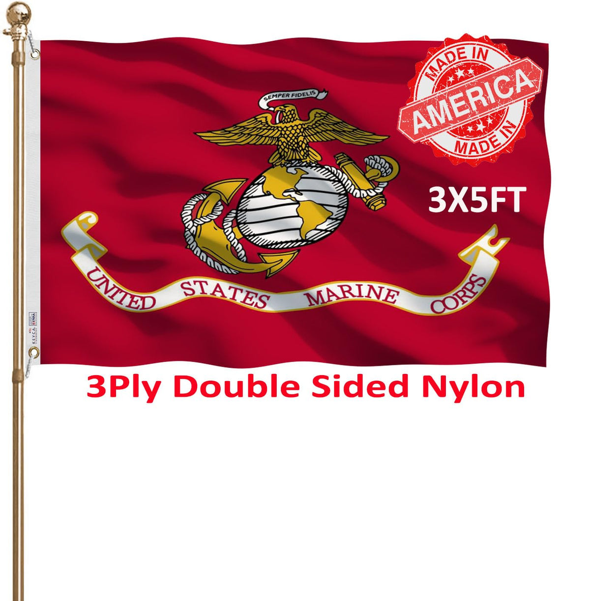 KEYCA USMC flag double-sided nylon for outdoor decoration