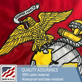 KEYCA USMC flag UV-resistant nylon resists fading in sun.