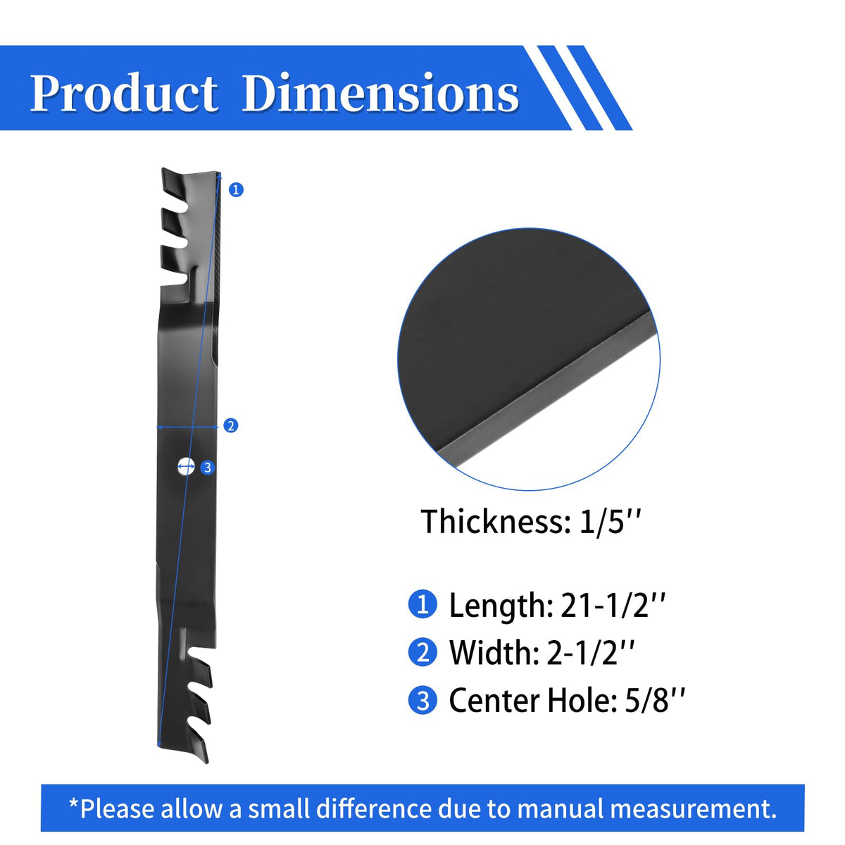 Keycci mulching blade side view shows curved edge for flow