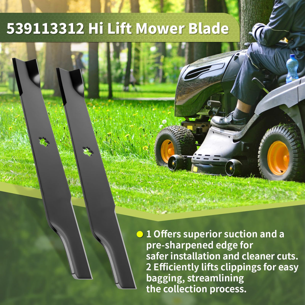Keycci blade for 61-inch decks enhances clipping lift and even discharge.