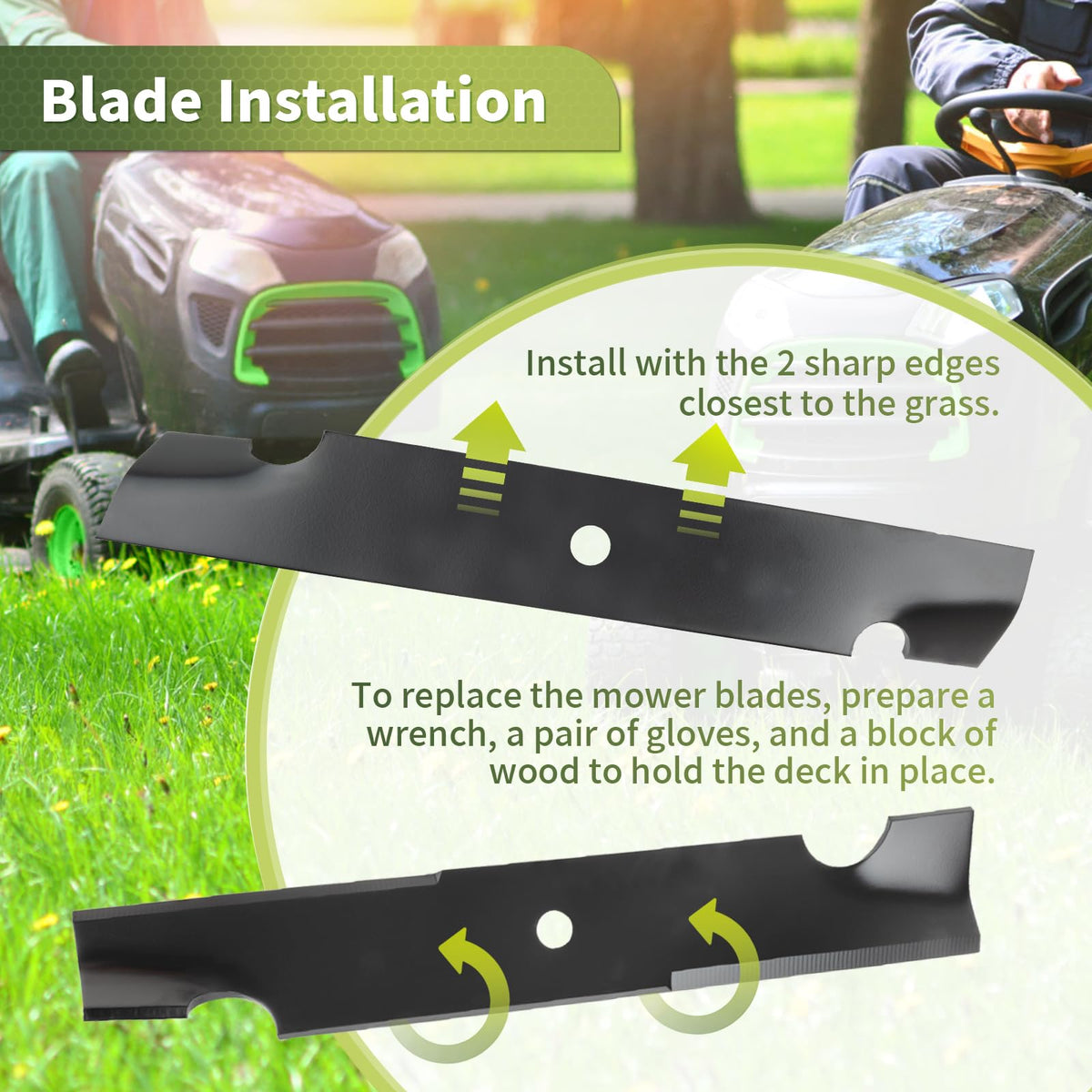 Blade design enhances lift airflow and cutting performance on Bad Boy models.