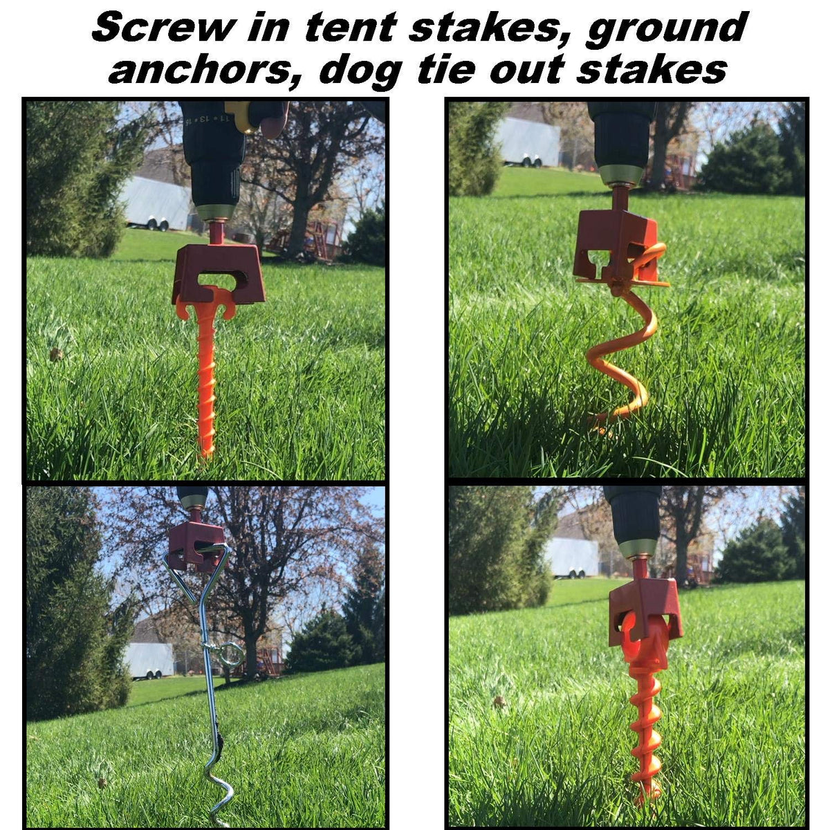 Keyfit Tools Storm anchoring setup with spiral anchors and tent stakes