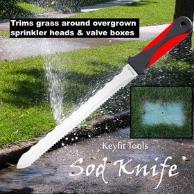 Keyfit Tools sod knife trims sod around sprinkler heads for accurate repairs