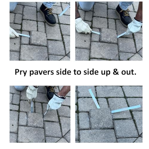Keyfit Tools instructions illustrate safe two-side lifting to raise sunken pavers.