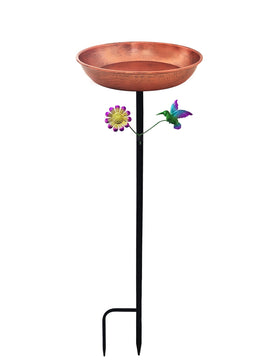 Keygift bird bath outdoor with antique copper finish attracts hummingbirds and adds garden charm.