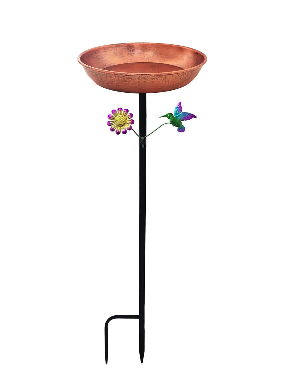 Keygift bird bath outdoor with antique copper finish attracts hummingbirds and adds garden charm.