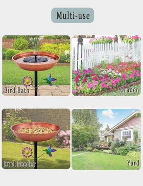 Keygift metal pole set elevates the bath for easy bird viewing.