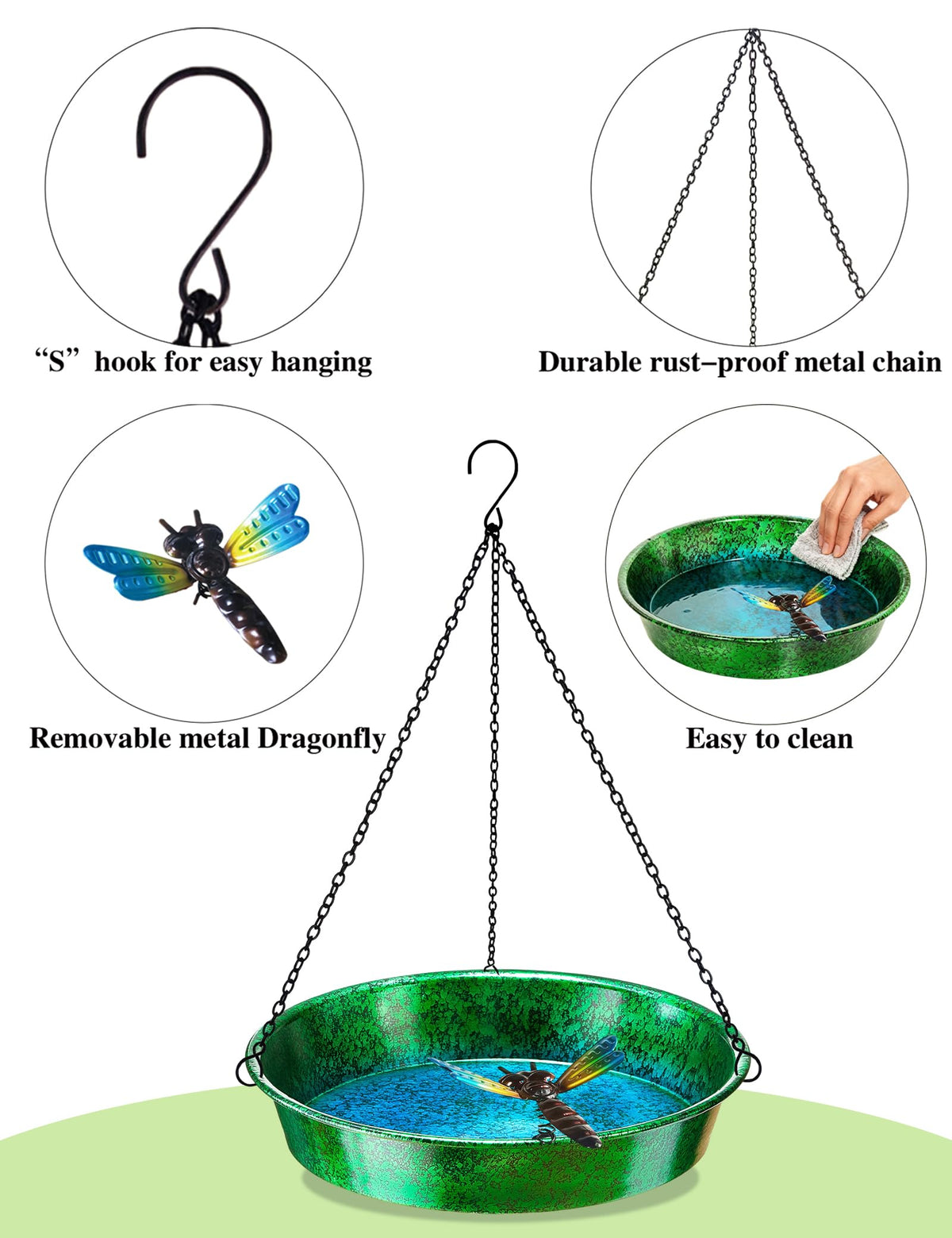 Keygift hand-painted garden bird bath adds color and appeal.