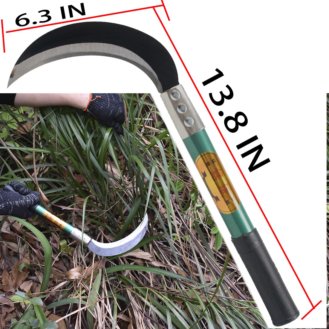 Serrated edge on KEYI Sickle helps tackle tough vines.