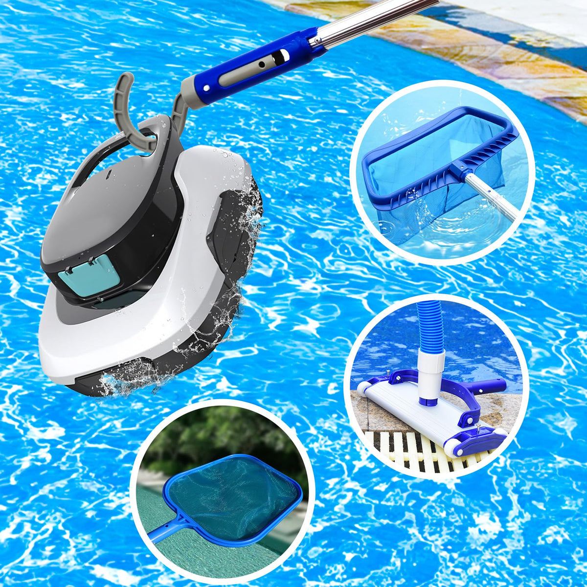 Keyrank aluminum pole works underwater and above ground for flexible pool cleaning setups.