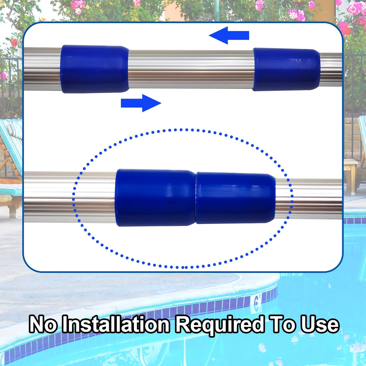 Keyrank compatible with standard telescopic poles for flexible pool cleaning