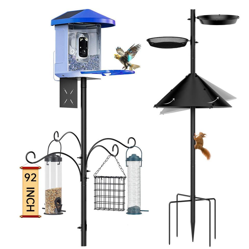 KFM bird feeder pole at 92-inch height for easy backyard viewing