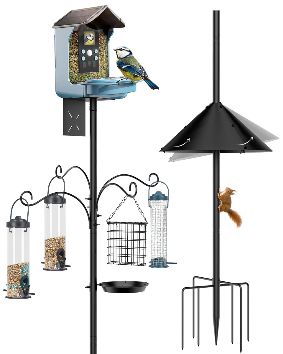 KFM Bird Feeder Pole at 92-inch height for versatile yard placement and viewing.