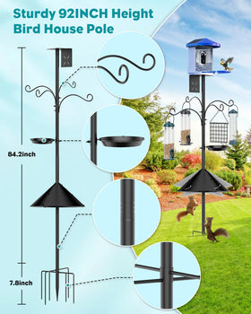 KFM Bird Feeder Pole with a sturdy 6-prong base for stable grounding.