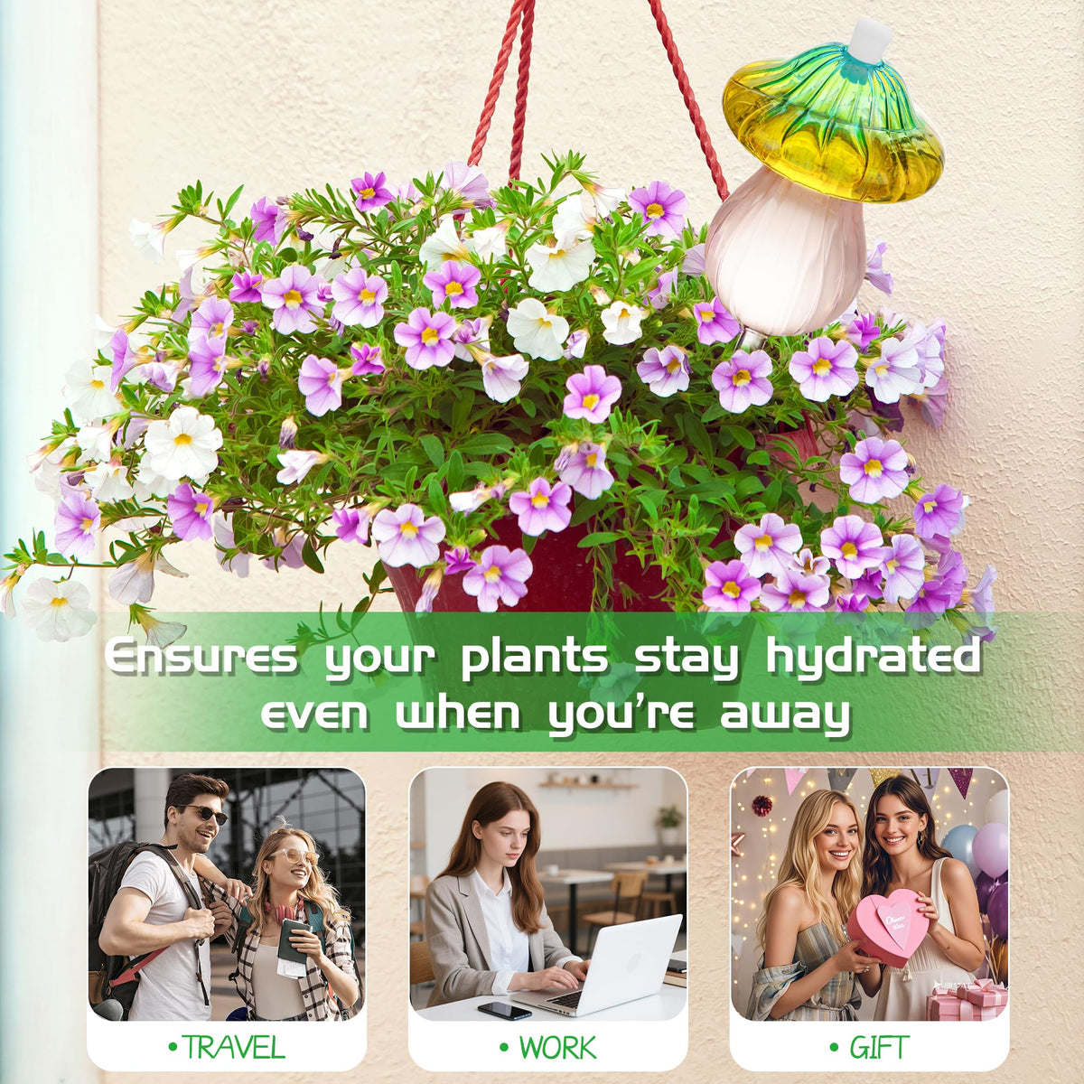 KFXFENQ glass globes used indoors and outdoors for convenient watering
