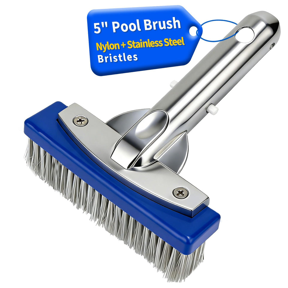 KGC 5-inch pool brush head cleans tight corners with heavy-duty bristles.