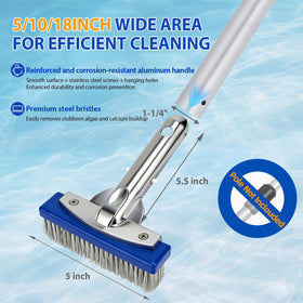KGC combo nylon and stainless steel bristles remove stubborn buildup on concrete.