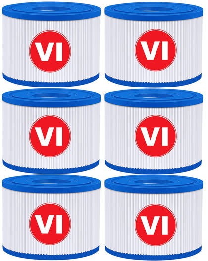 KGC Type VI filter packaging shows six-pack, designed for easy replacement in spas.