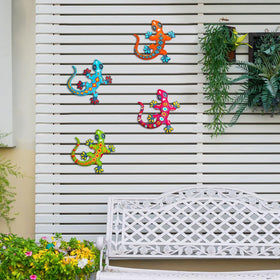 Kggetr metal gecko wall art garden patio decor enhances fences and yards.