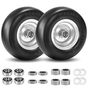 KGOJOY 11x4-5 flat-free tire front view for zero-turn mowers with smooth tread.