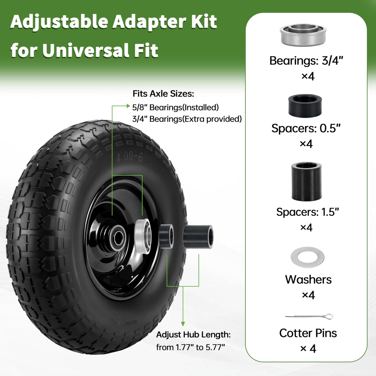 KGOJOY 13x4.00-6 flat-free tire with superior grip on uneven surfaces.