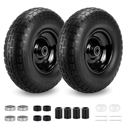 KGOJOY 2pc 4.00-6 solid tires for heavy-duty wheelbarrows and carts.