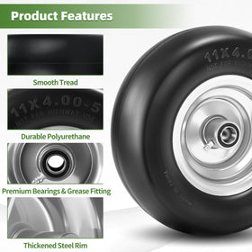 KGOJOY puncture-proof polyurethane tread protects lawns from damage.