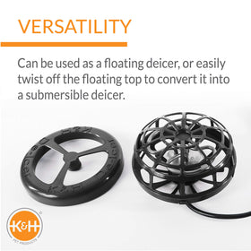 Pond heater converts from floating to submersible for flexible setup