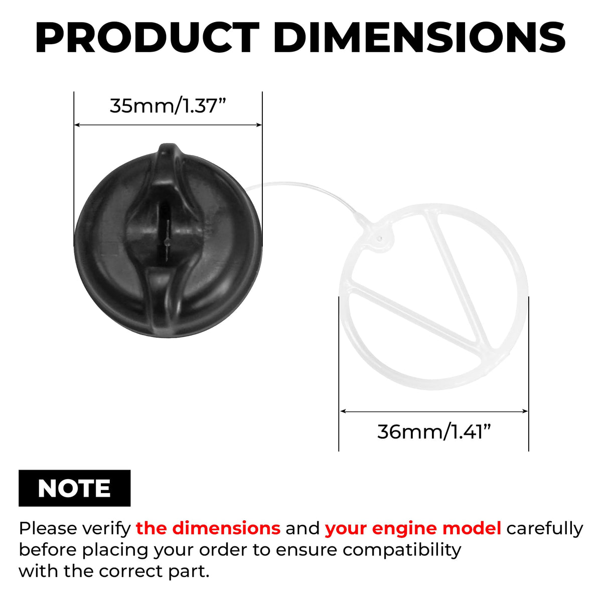 KH866 oil cap assembly with retainer shown, genuine OEM quality