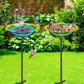 KHayRovies bird bath in blue-yellow enhancing lawn decor and bird watching